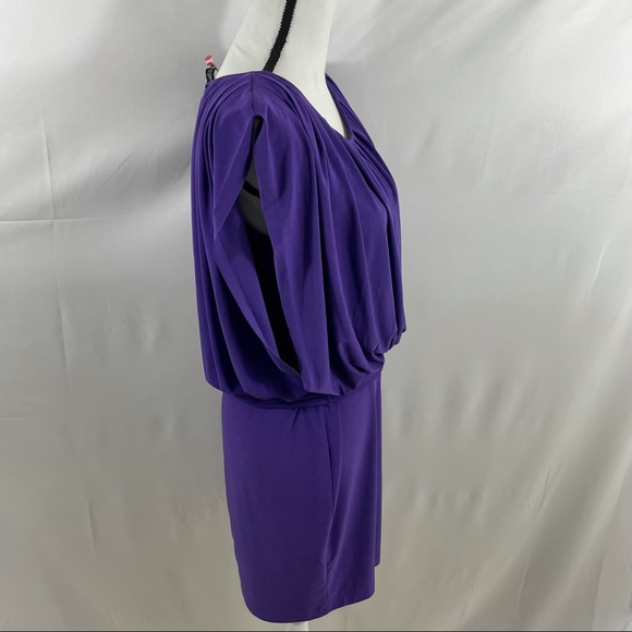 Alex Alea by Kormarov Womens Blouson Dress Purple Stretch Sleeveless Petites PM - Picture 3 of 12